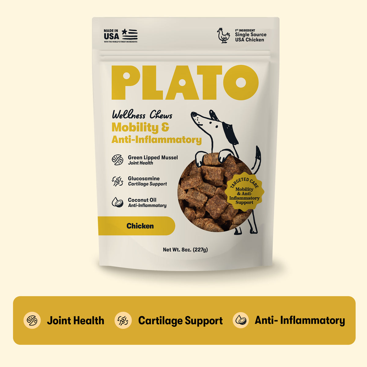 Plato Air Dried Mobility & Anti Inflamatory Wellness Chews 8 Oz