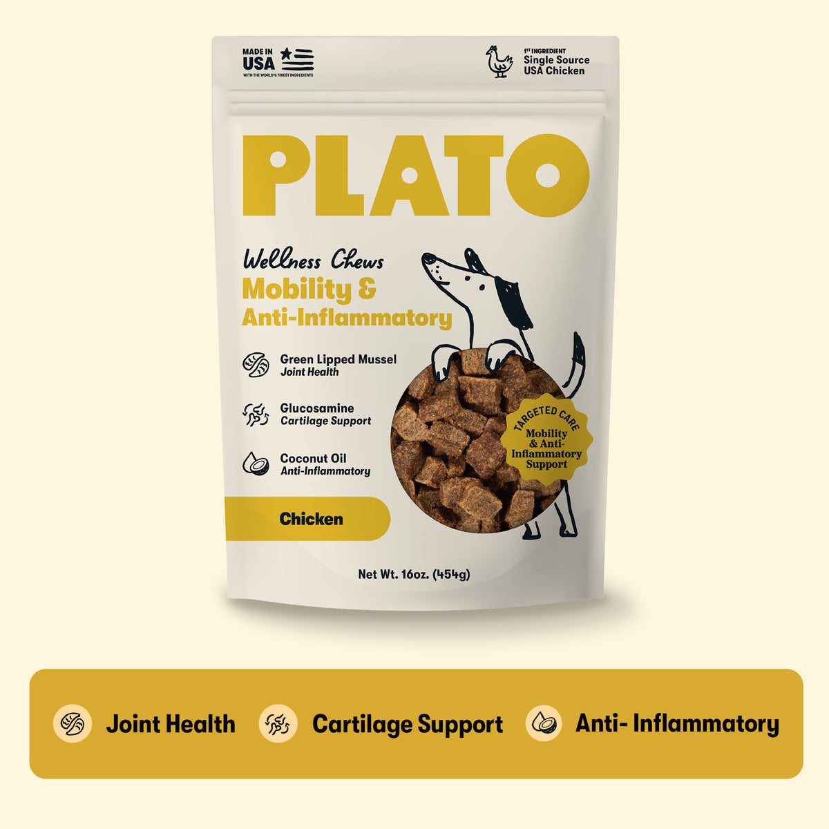 Plato Air Dried Mobility & Anti Inflamatory Wellness Chews 16 Oz