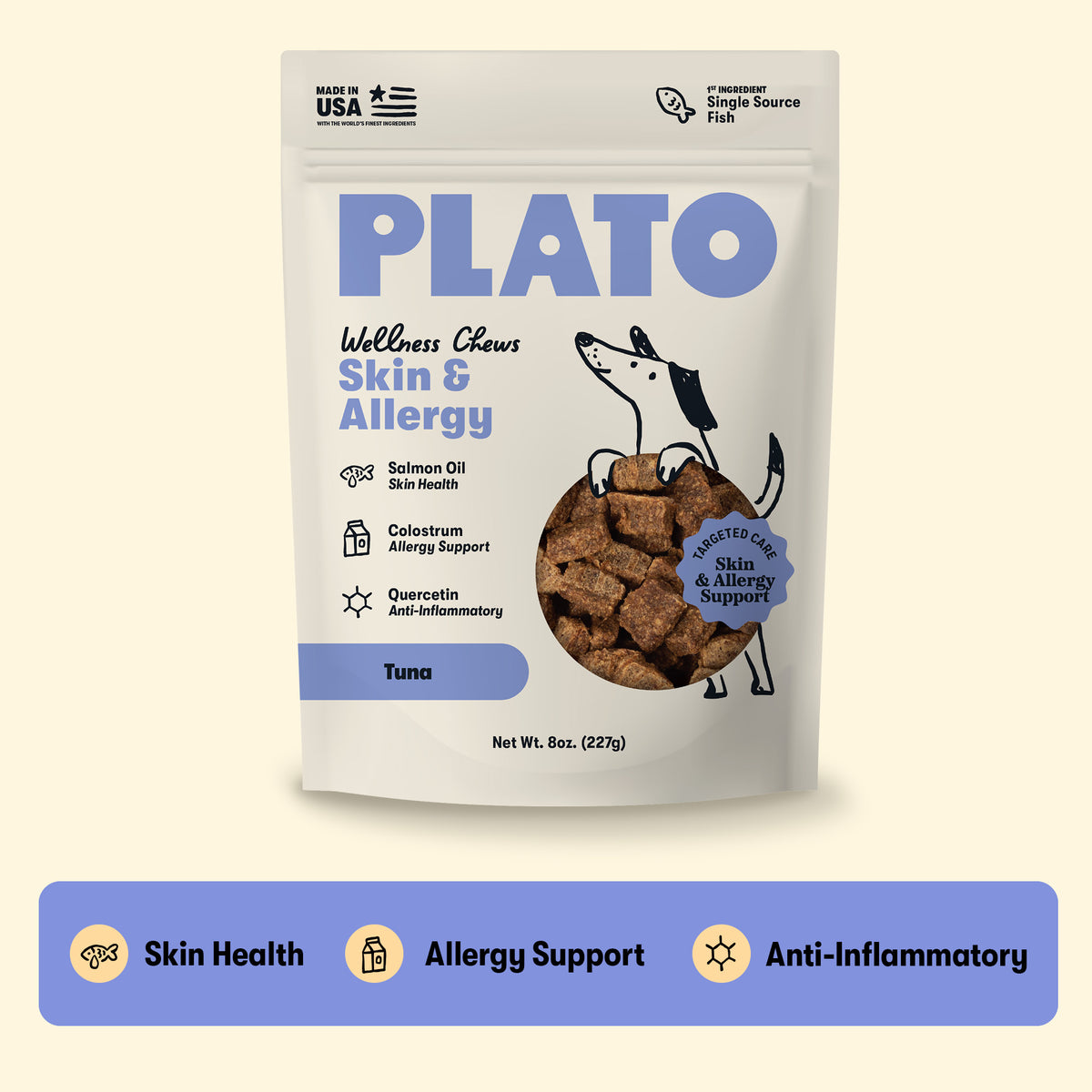 Plato Air Dried Skin & Allergy Wellness Chews 8 Oz
