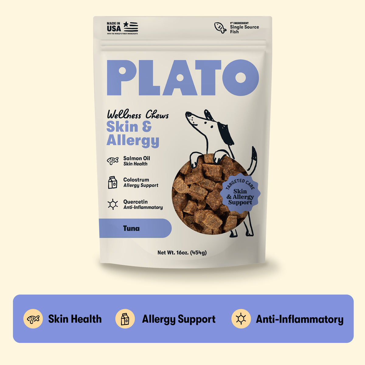 Plato Air Dried Skin & Allergy Wellness Chews 16 Oz