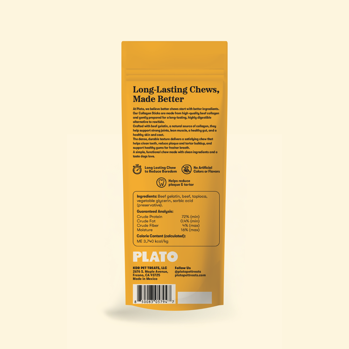 Plato 9 Inch Collagen Rolls Beef 3 Pk