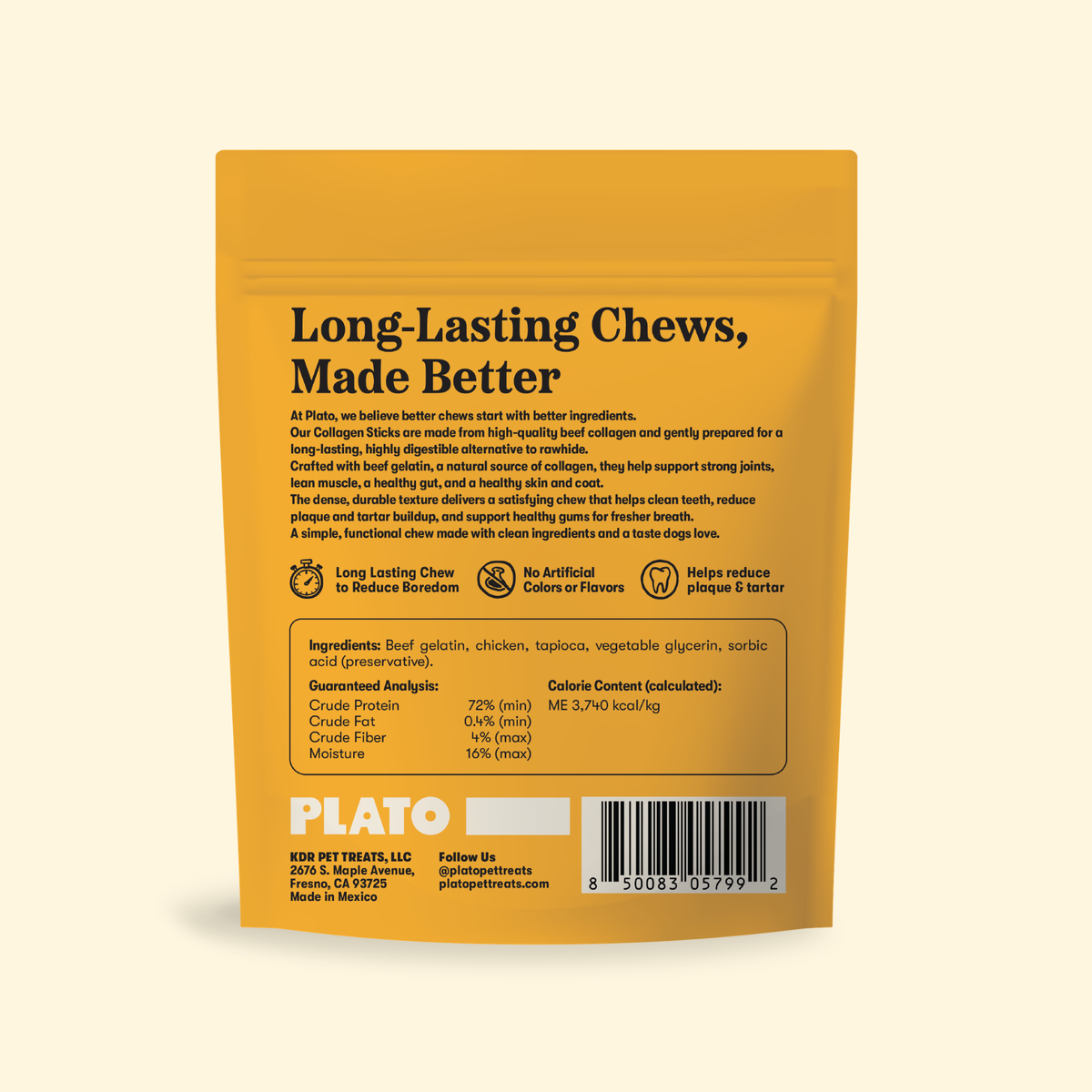 Plato 5 Inch Collagen Sticks Chicken 36 Pk