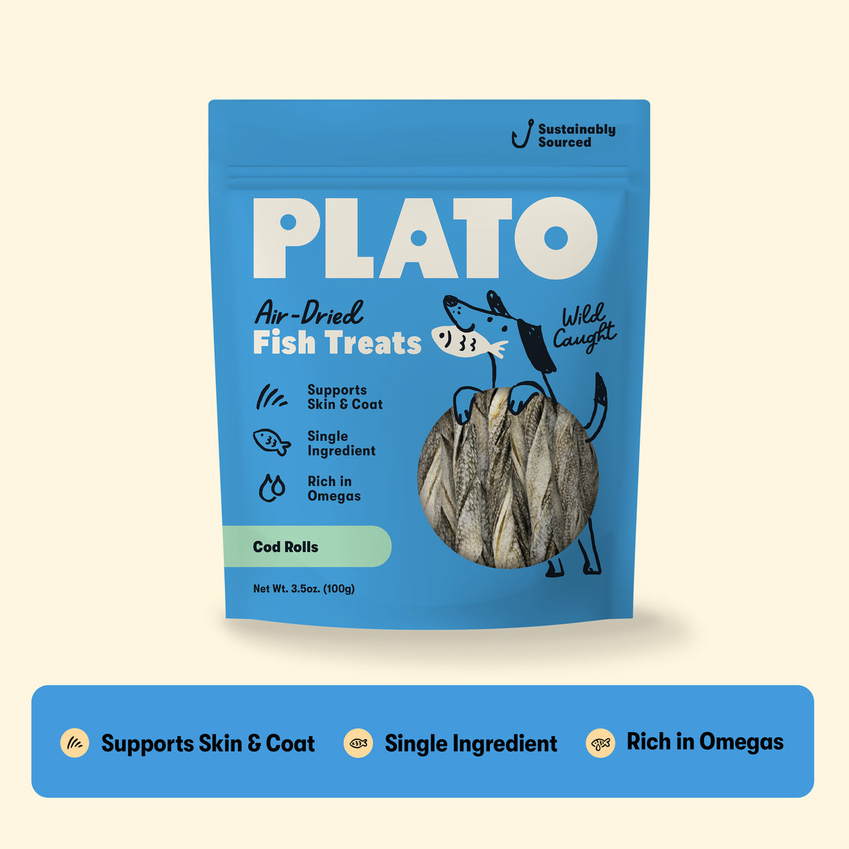 Plato Air Dried Air Dried Cod Skin Rolls 3.5 Oz