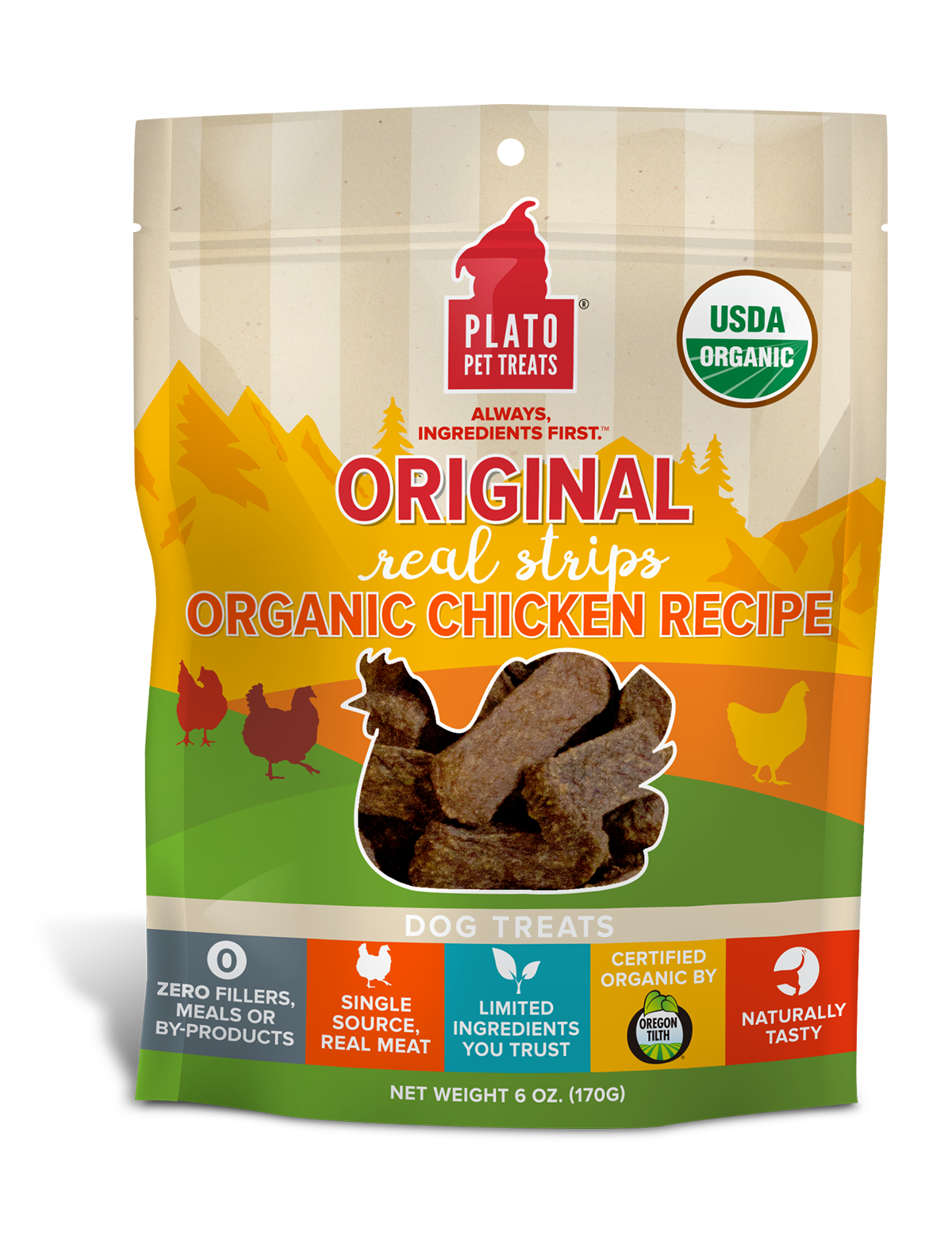 Plato Original Real Strips Organic Chicken 6oz
