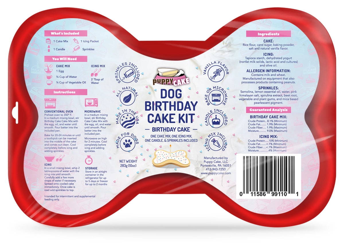 Puppy Cake Dog Birthday Cake Kit Birthday Cake Flavor with Pupfetti Sprinkles 10oz