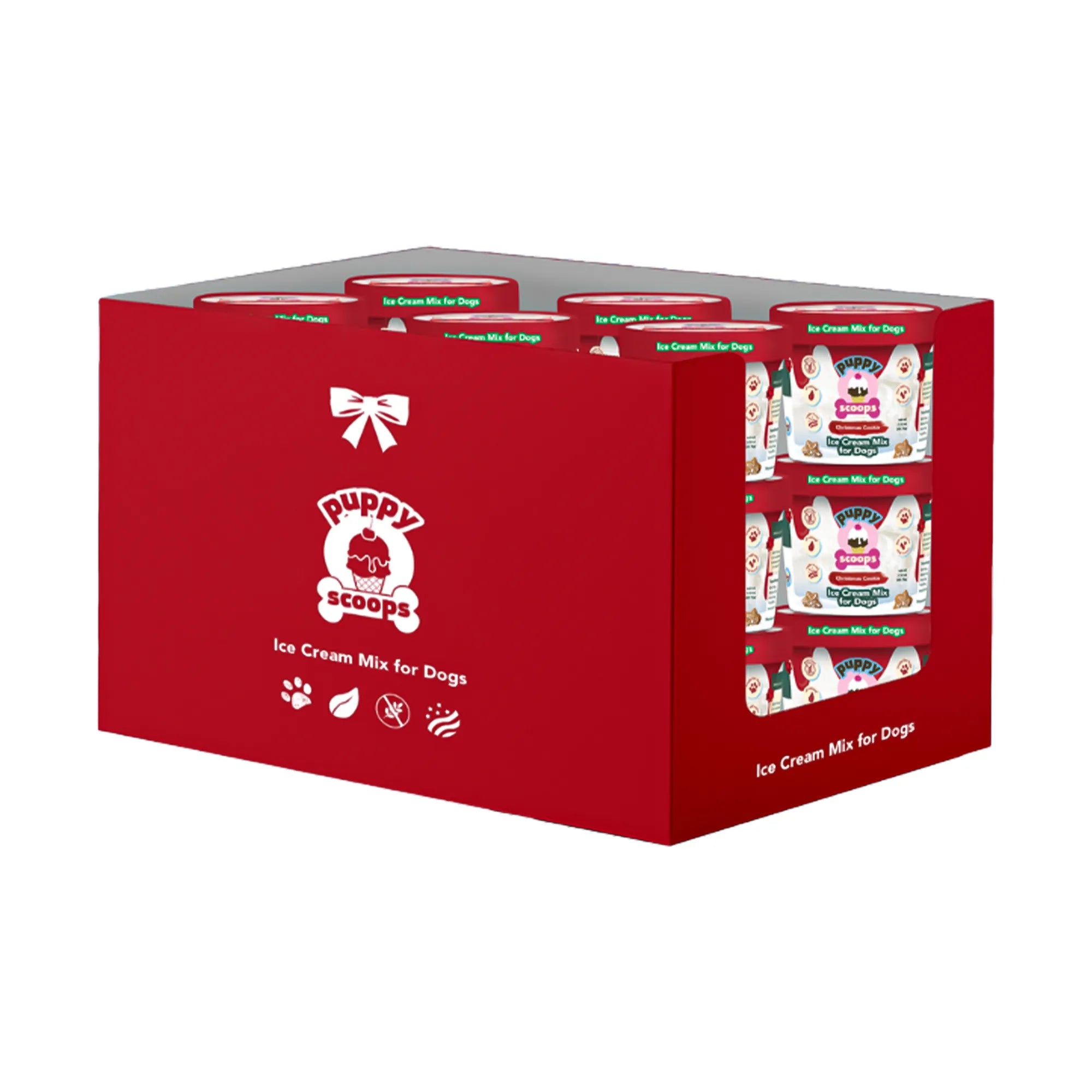 Puppy Cake Puppy Cake Tear off Display Case of 12 Assorted Christmas Puppy Scoops Ice Cream Mixes 2.32oz