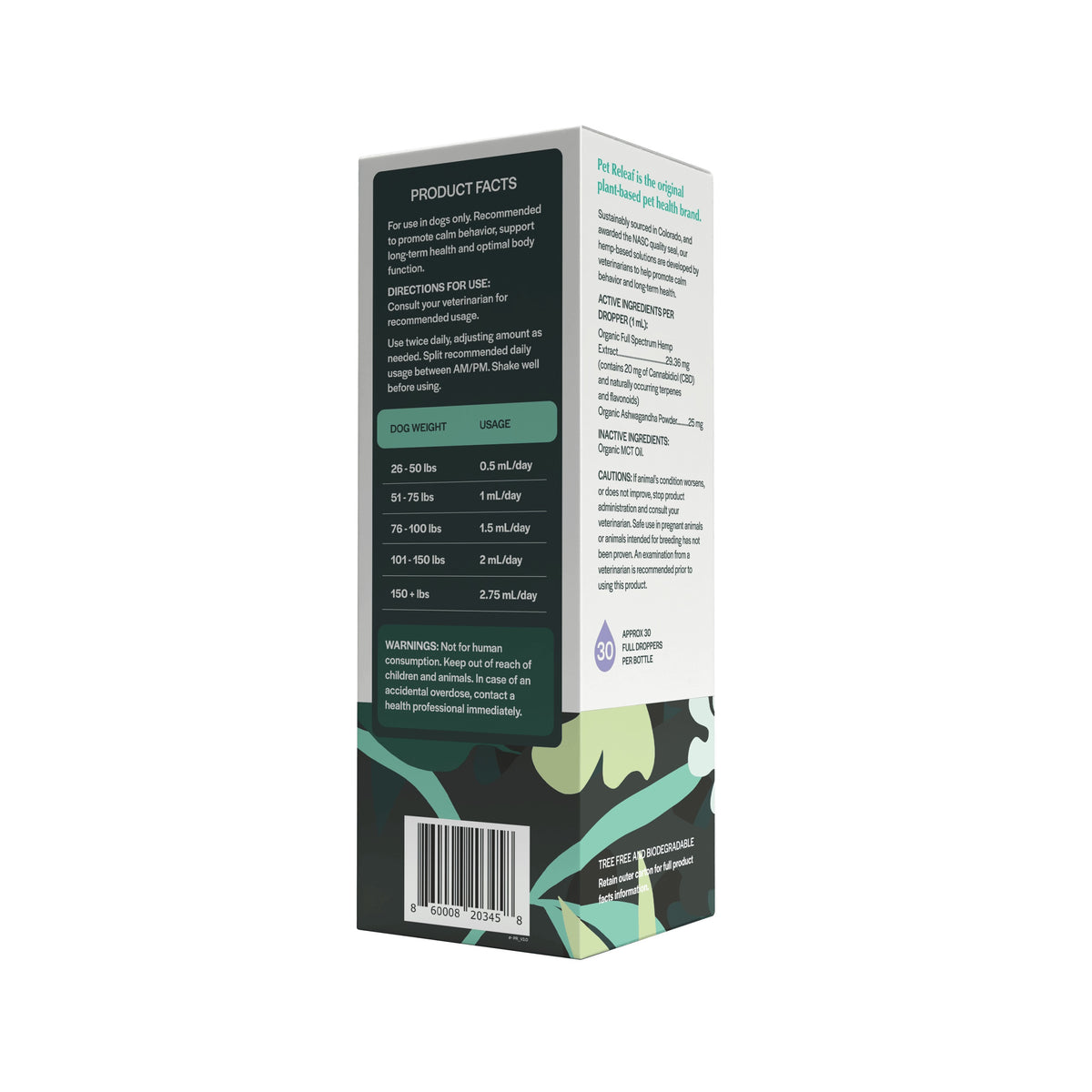 Pet Releaf USDA Organic Stress Releaf 600mg CBD Oil for Medium & Large Dogs