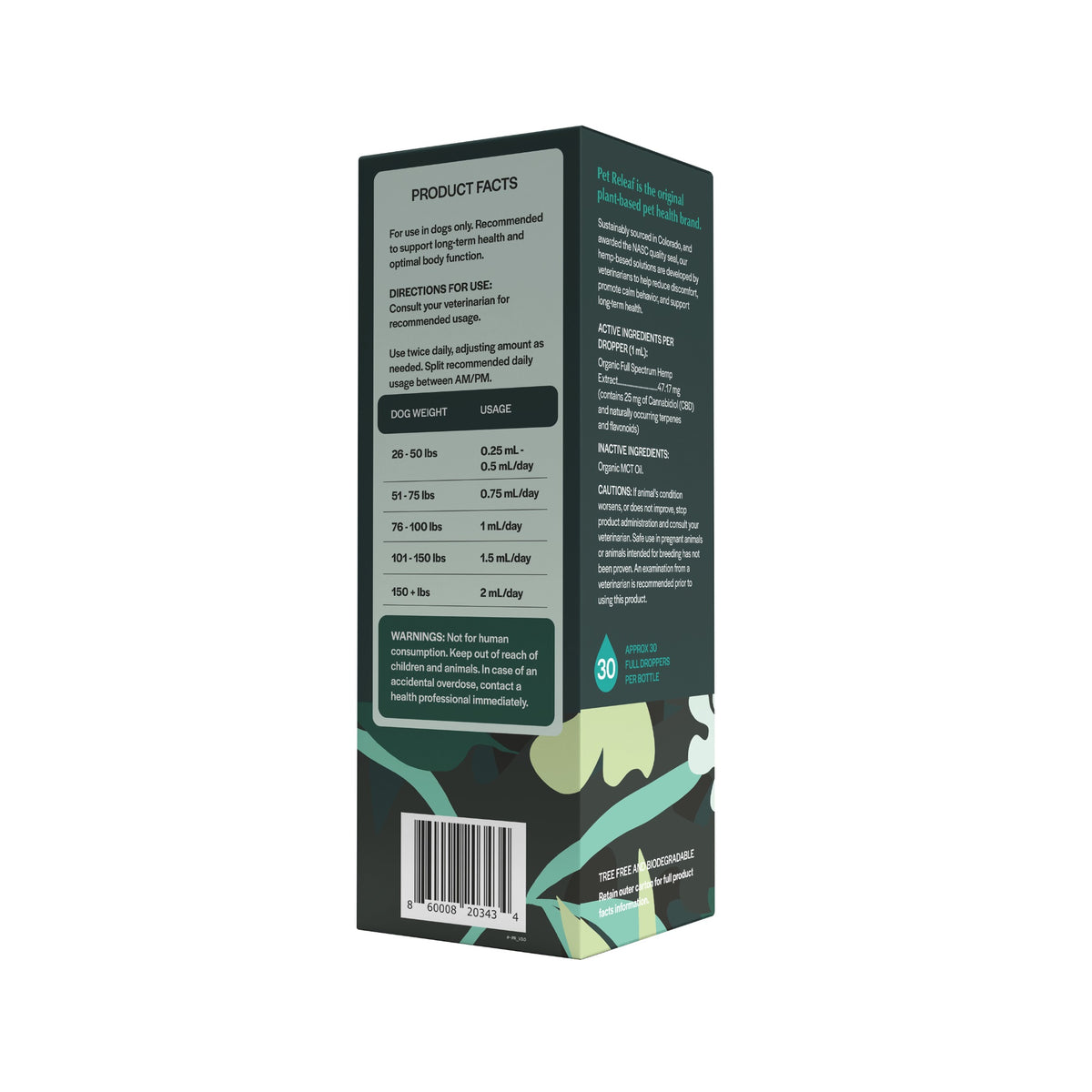 Pet Releaf USDA Organic Daily Releaf 750mg CBD Oil for XL Dogs