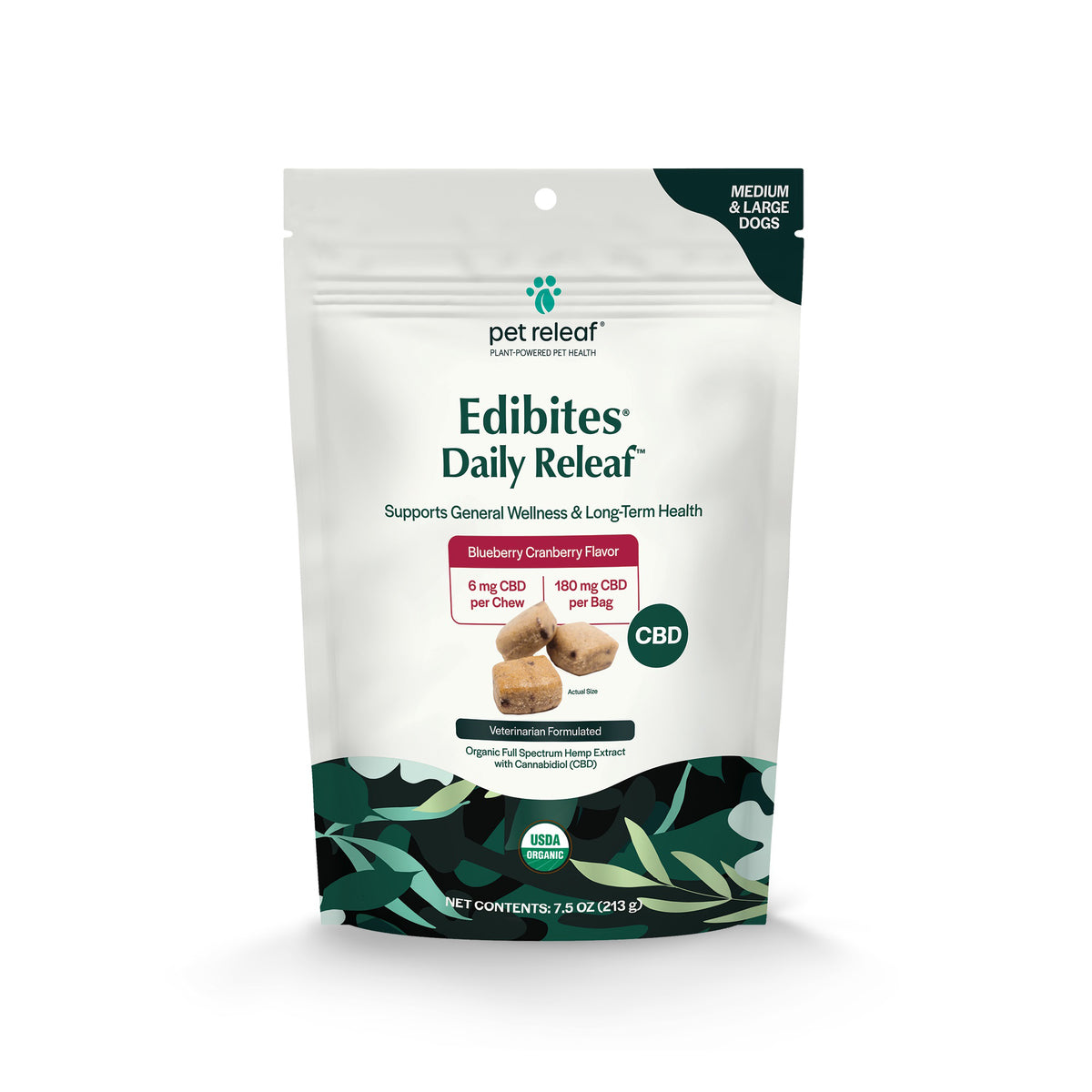 Pet Releaf Daily Releaf Blueberry Cranberry CBD Edibites for Large Dogs