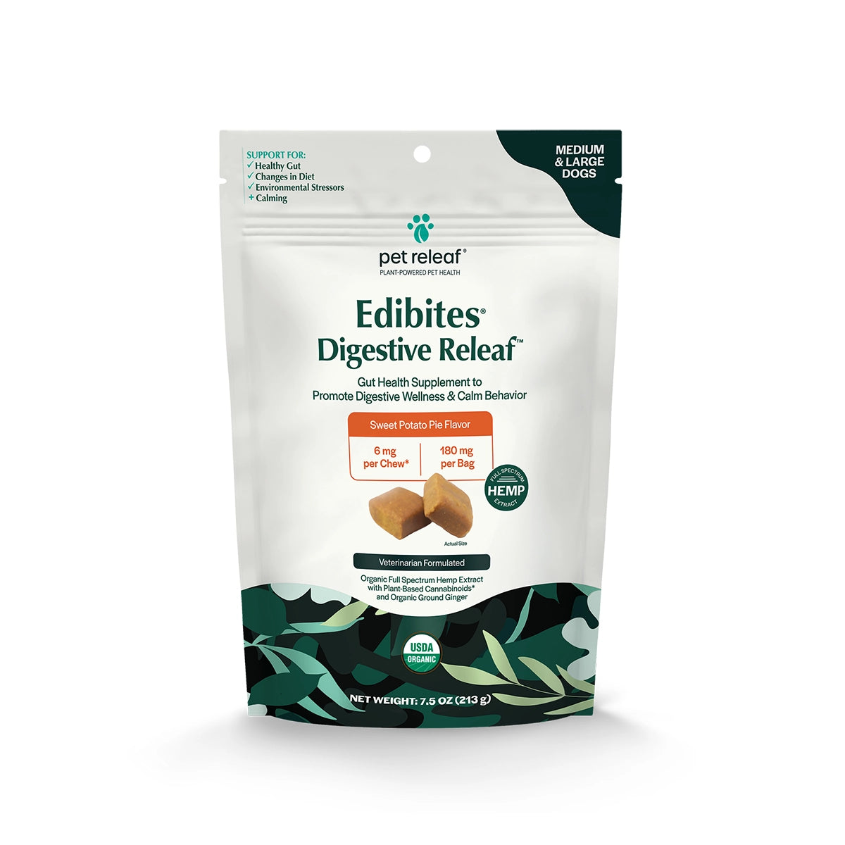 Pet Releaf Digestive Releaf Sweet Potato Hemp Edibites for Large Dogs