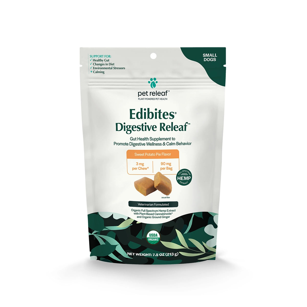Pet Releaf Digestive Releaf Sweet Potato Hemp Edibites for Small Dogs