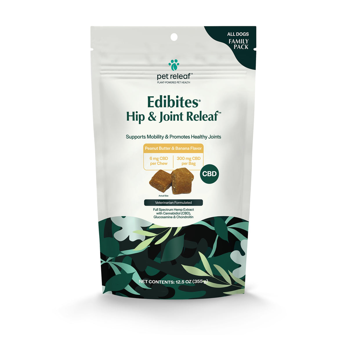 Pet Releaf Hip and Joint Releaf Peanut Butter Banana CBD Edibites Family Size