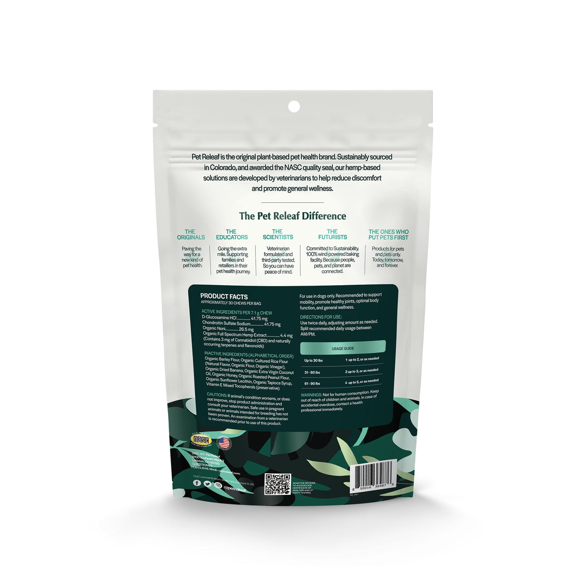 Pet Releaf Hip and Joint Releaf Peanut Butter Banana CBD Edibites for Small Dogs