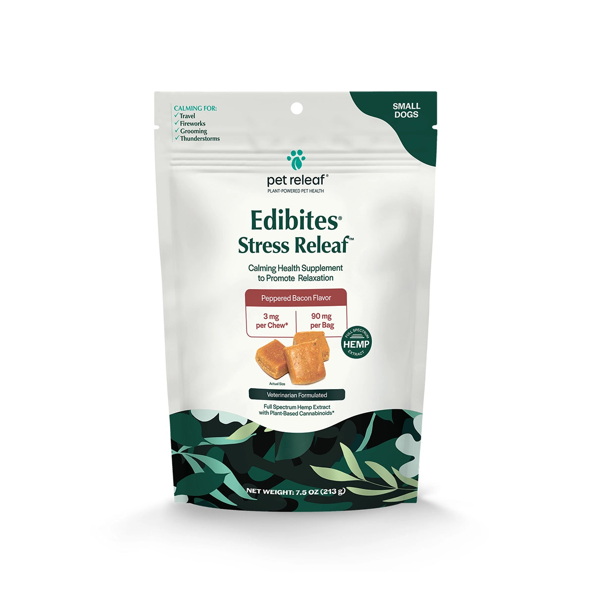Pet Releaf Stress Releaf Peppered Bacon Hemp Edibites for Small Dogs