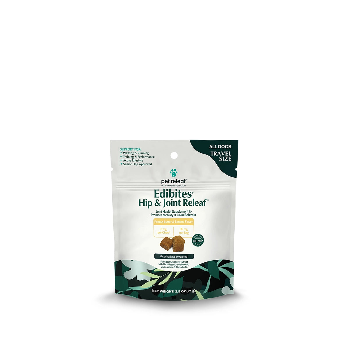 Pet Releaf Hip and Joint Releaf Peanut Butter Banana Hemp Edibites Travel Size