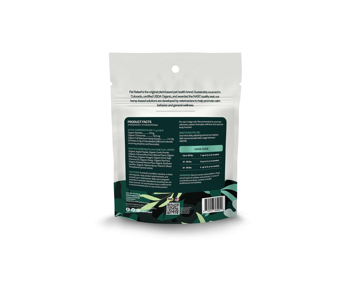 Pet Releaf Stress Releaf Peanut Butter Carob CBD Edibites Travel Size