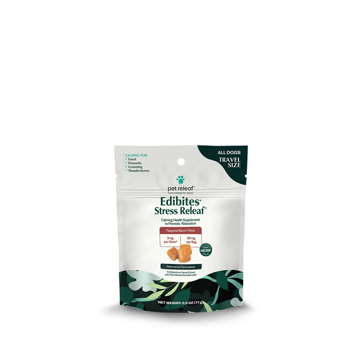 Pet Releaf Stress Releaf Peppered Bacon Hemp Edibites Travel Size
