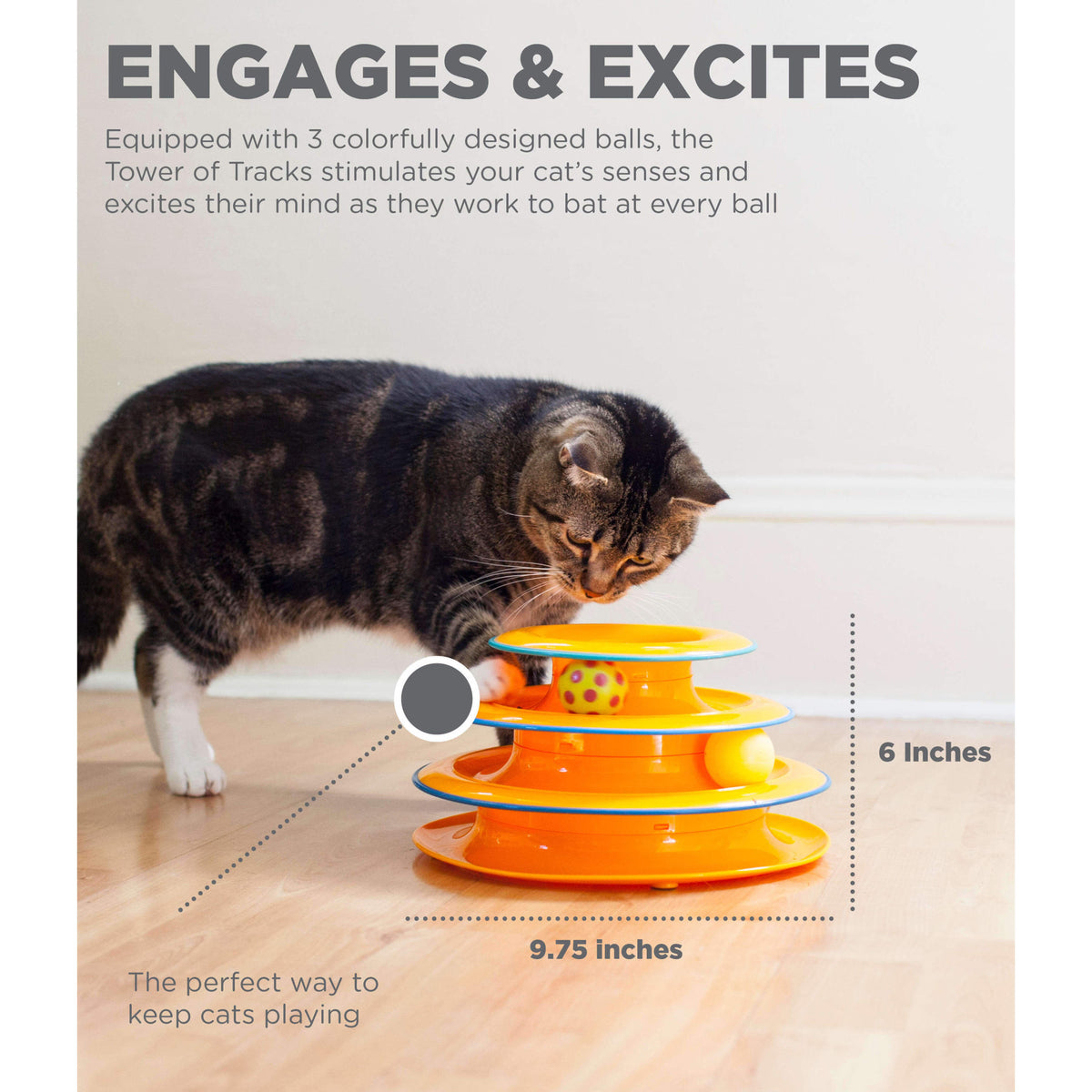 Catstages Tower of Tracks Interactive Cat Toy Multicolor 3-Tier
