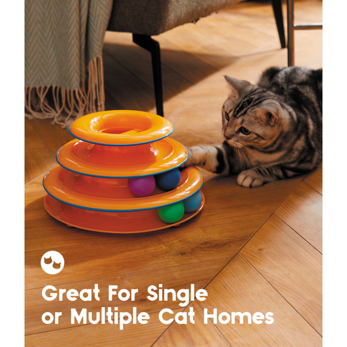 Catstages Tower of Tracks Interactive Cat Toy Multicolor 3-Tier