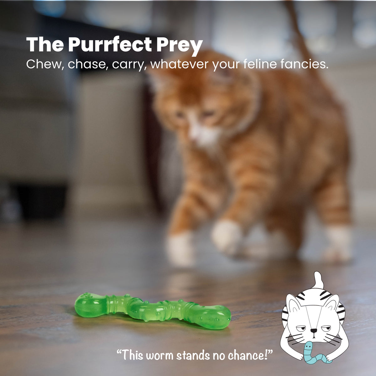 Catstages Orkakat Wiggle Worm Dental Catnip Cat Chew Toy