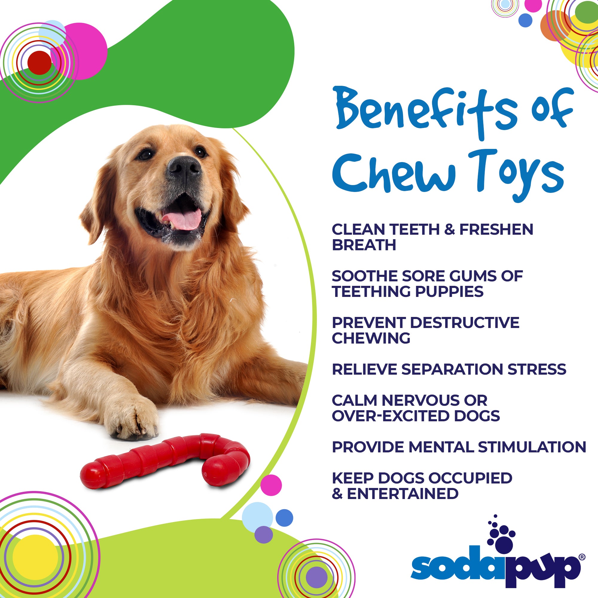 SodaPup Candy Cane Dog Chew Toy Red