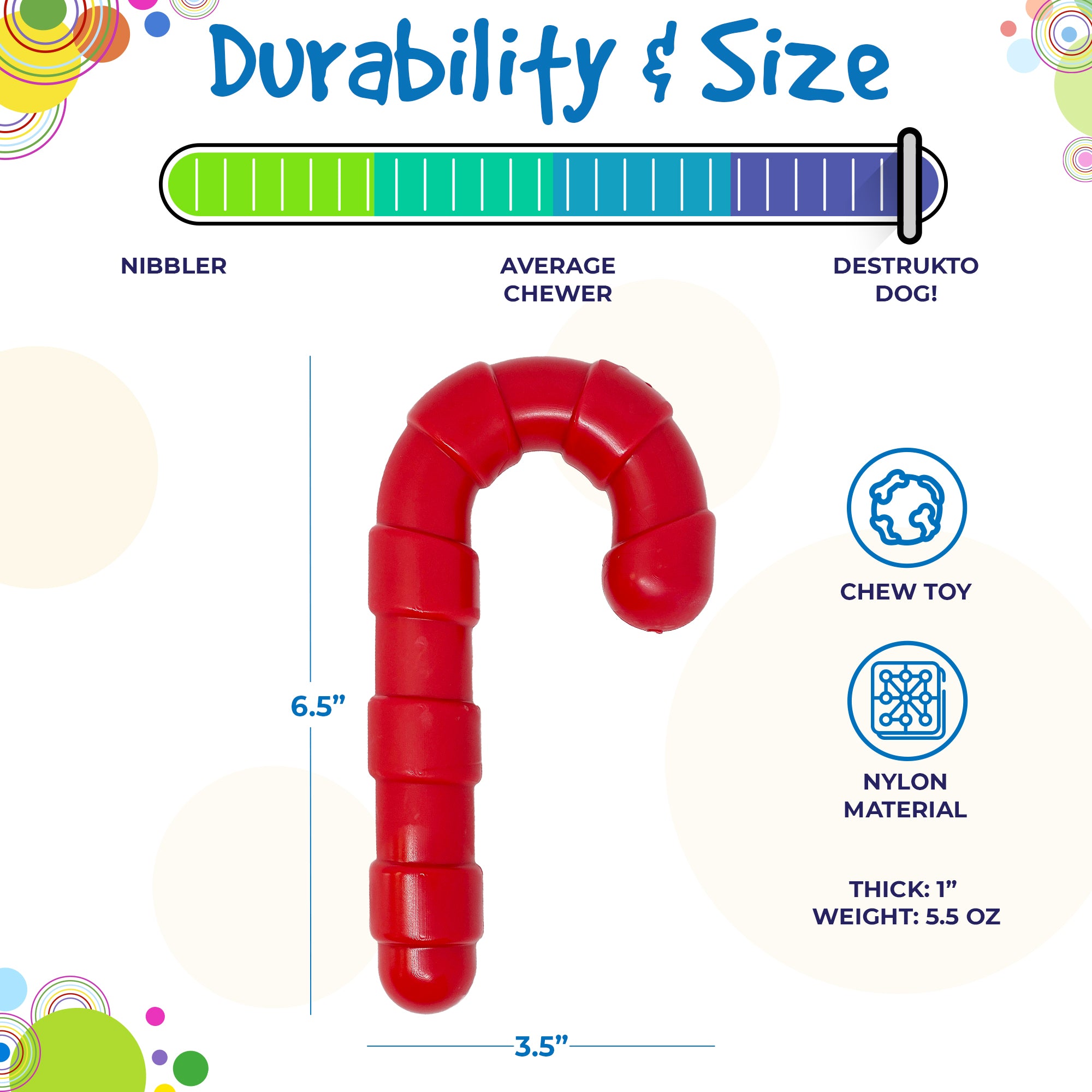 SodaPup Candy Cane Dog Chew Toy Red