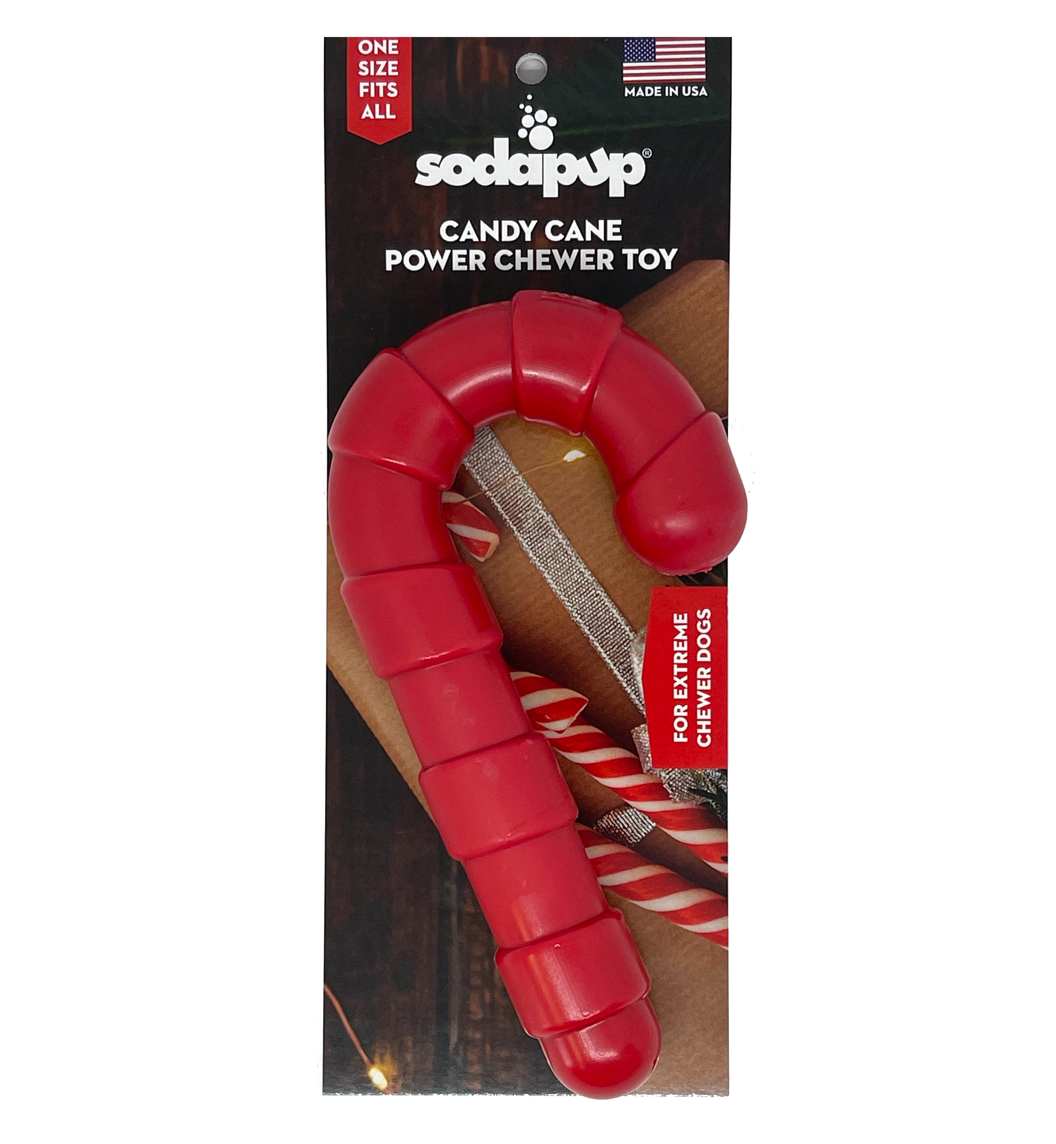 SodaPup Candy Cane Dog Chew Toy Red