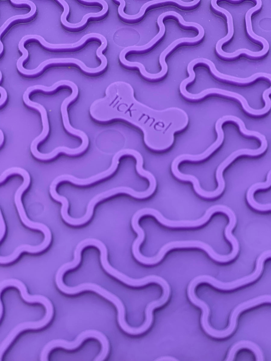 SodaPup TPE eMat Enrichment Lick Mat Bones Purple Large 8"