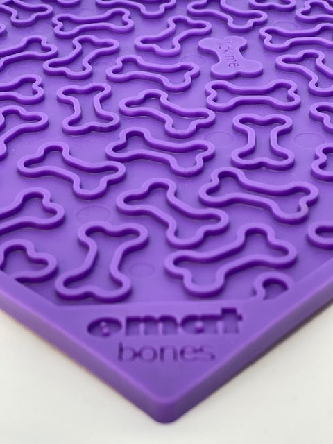 SodaPup TPE eMat Enrichment Lick Mat Bones Purple Large 8"