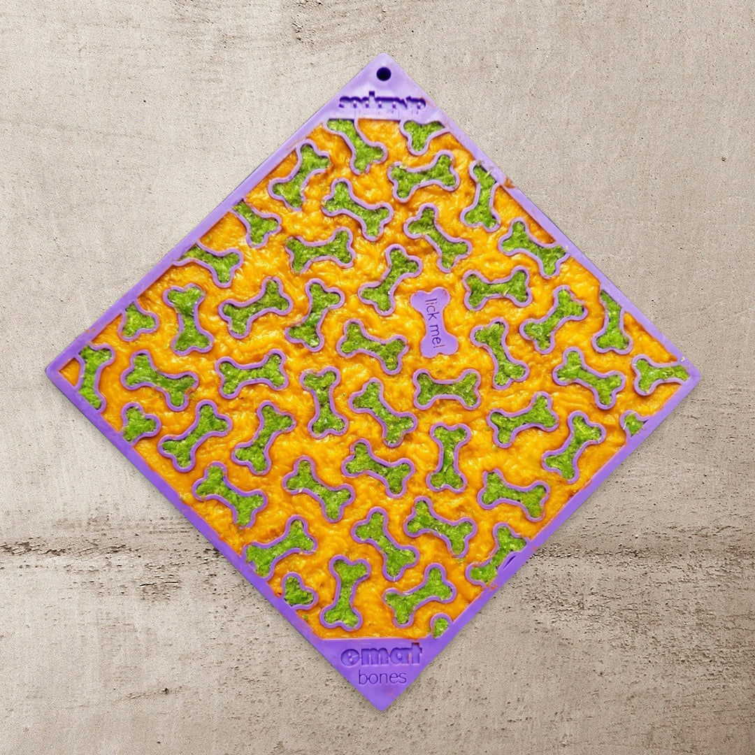 SodaPup TPE eMat Enrichment Lick Mat Bones Purple Large 8"