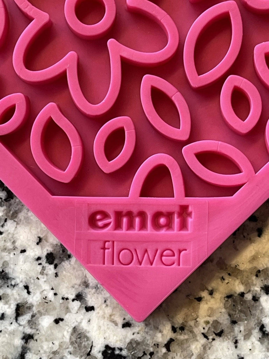 SodaPup TPE eMat Enrichment Lick Mat Flower Power Pink Small 5"