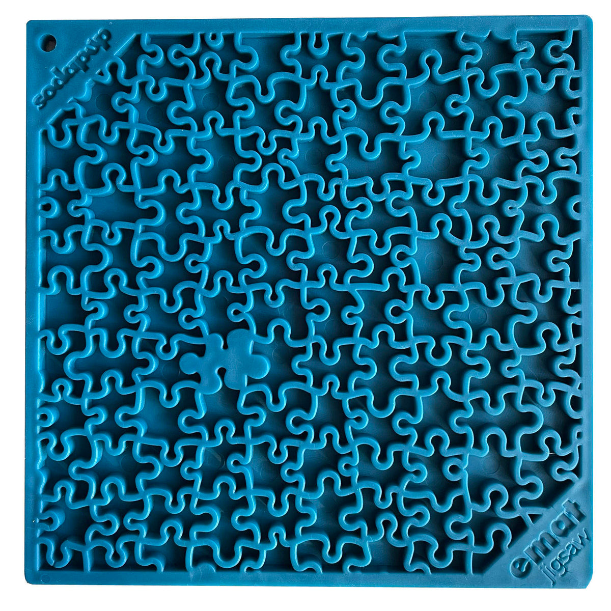 SodaPup TPE eMat Enrichment Lick Mat Jigsaw Blue Large 8"