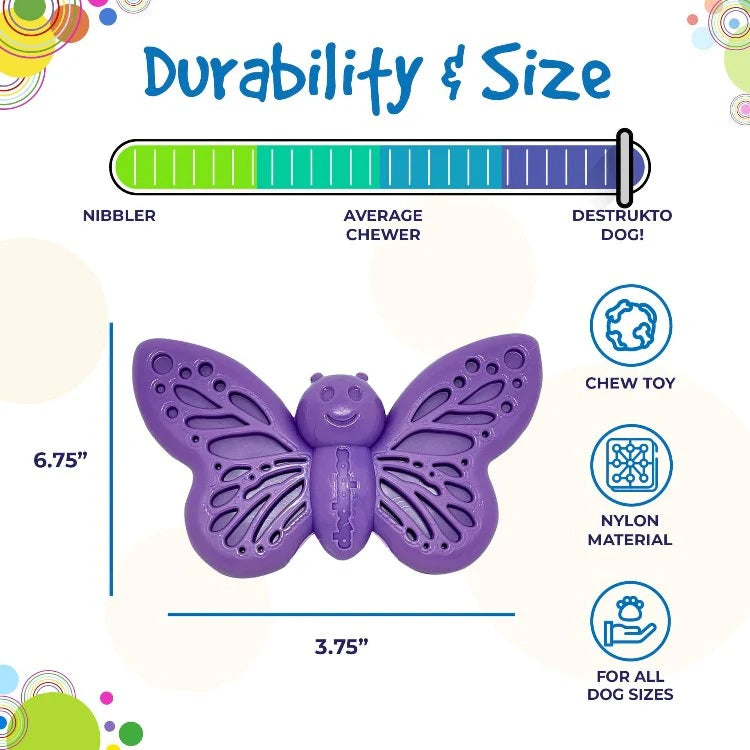 SodaPup Nylon Butterfly Dog Chew Toy Brown