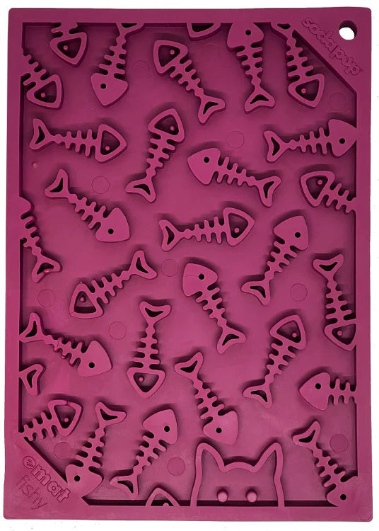 SodaPup TPE eMat Fishy Enrichment Lick Mat Plum