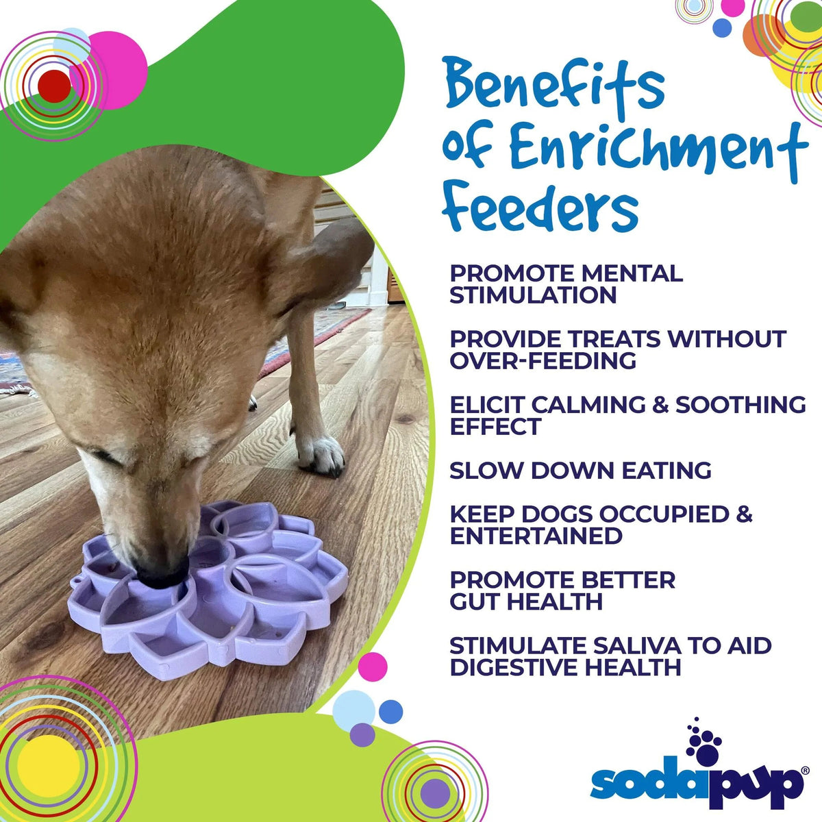 SodaPup Mandala Softie eTray Enrichment Feeder for Dogs Pastel Green 8"