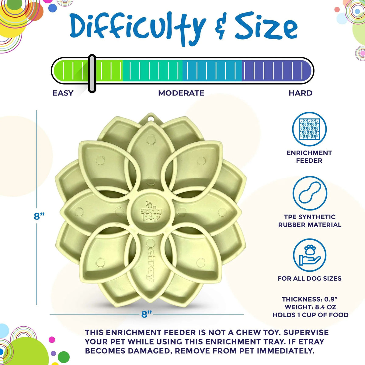 SodaPup Mandala Softie eTray Enrichment Feeder for Dogs Pastel Green 8"