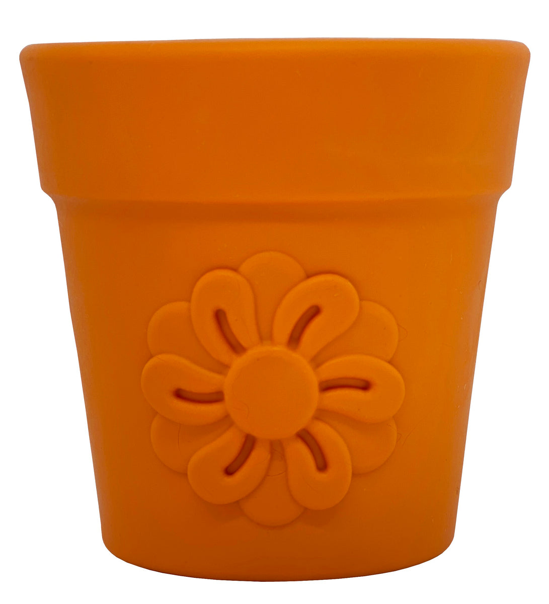 SodaPup Rubber  Flower Pot Durable Treat Dispenser Dog Toy Orange 3.5"