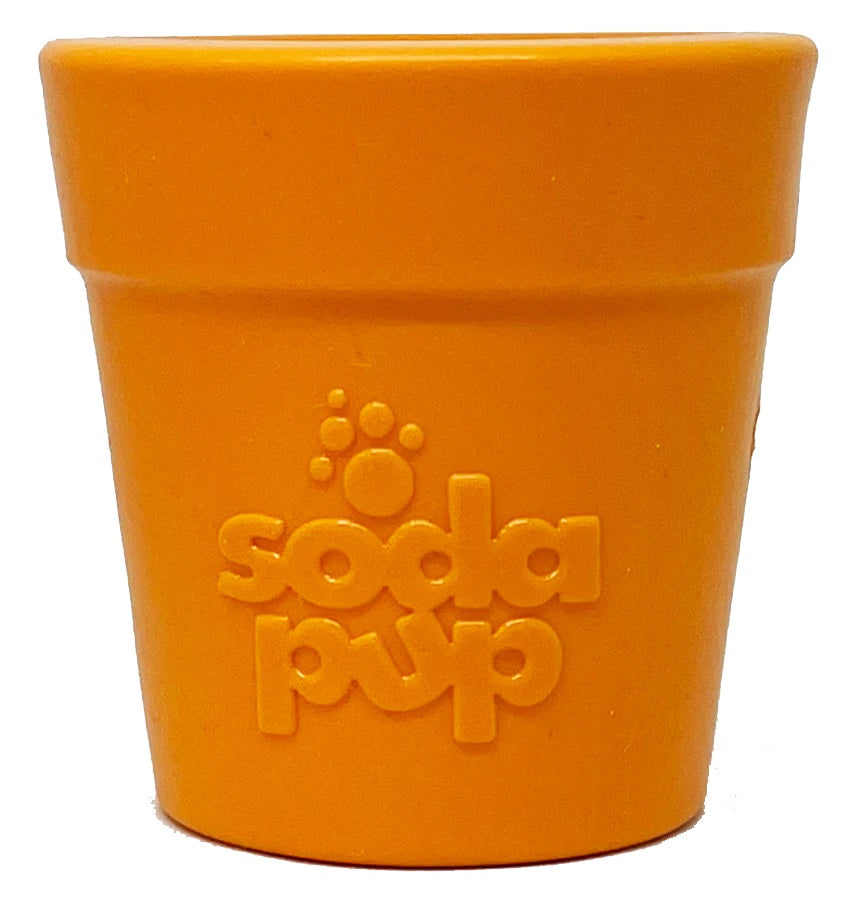 SodaPup Rubber  Flower Pot Durable Treat Dispenser Dog Toy Orange 3.5"