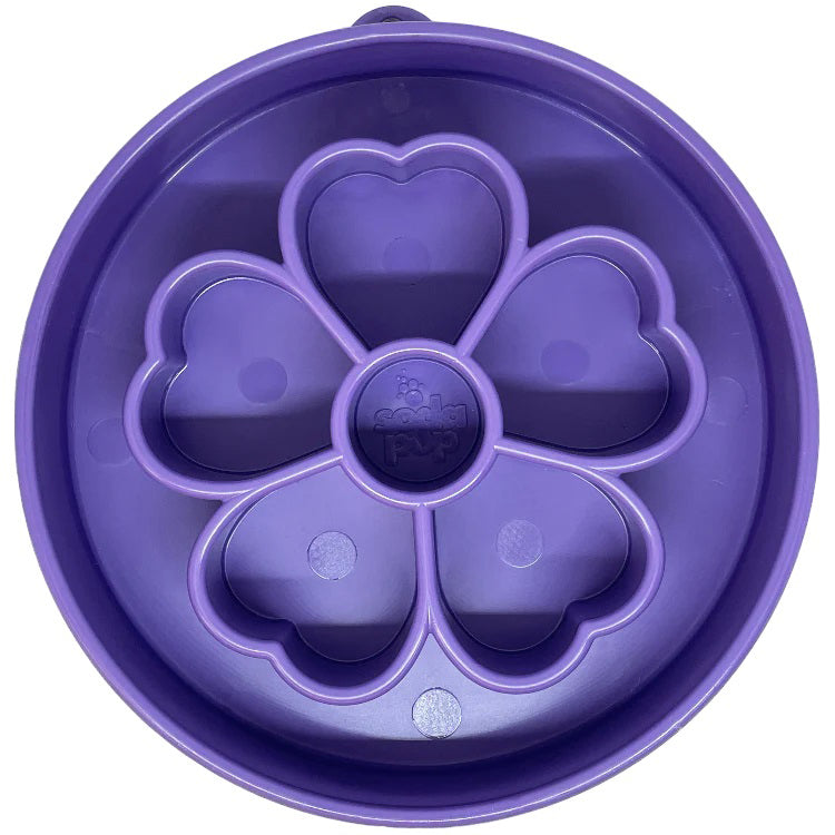 SodaPup Flower eBowl Enrichment Slow Feeder Bowl Purple 8"