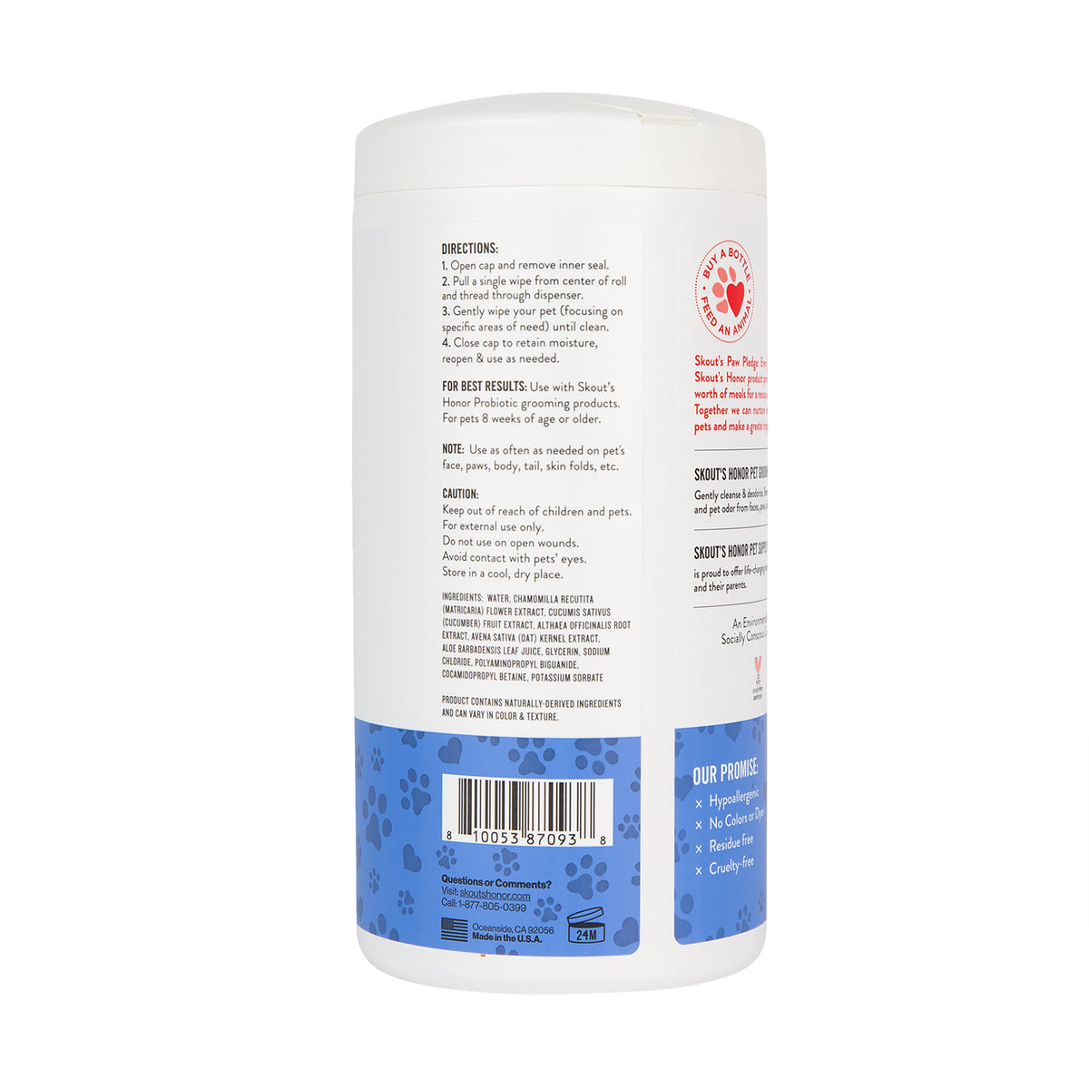 Skout's Honor Pet Grooming Wipes for Dogs & Cats 80ct