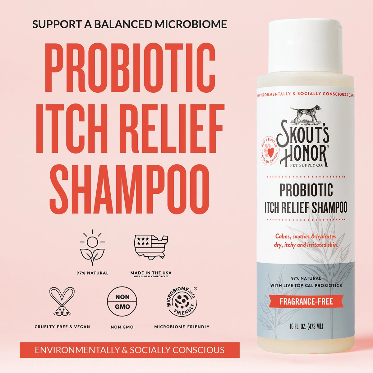 Skout's Honor Probiotic Shampoo + Conditioner Itch Relief 16 oz