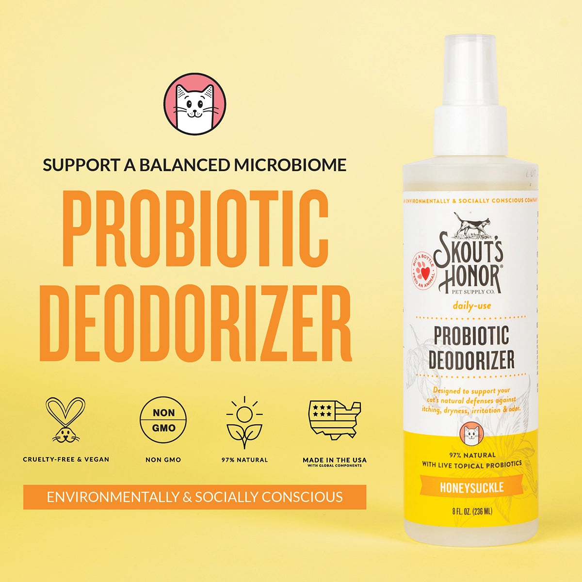 Skout's Honor Cat Probiotic Deodorizer Honeysuckle 8oz