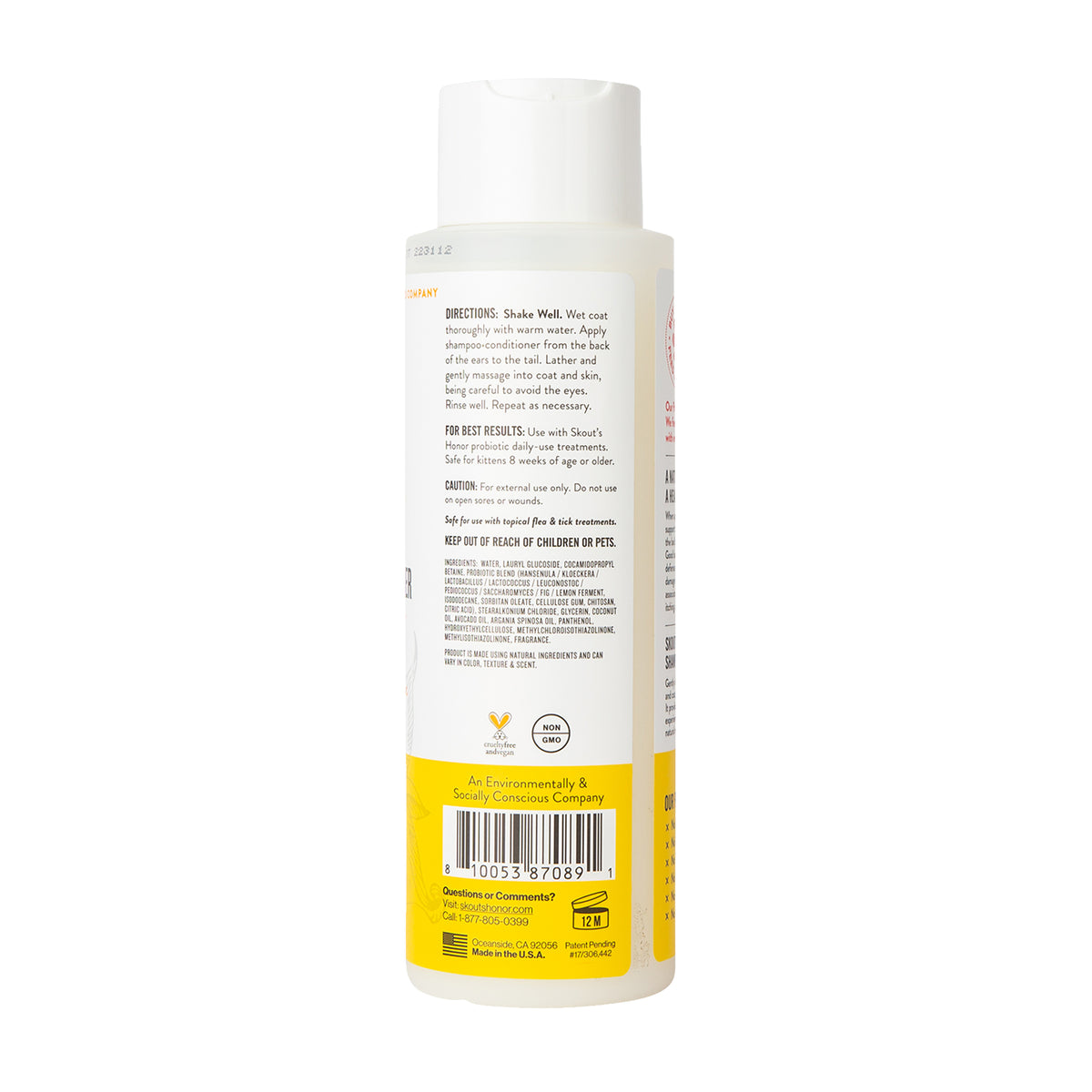 Skout's Honor Cat Probiotic Shampoo + Conditioner Honeysuckle 16oz