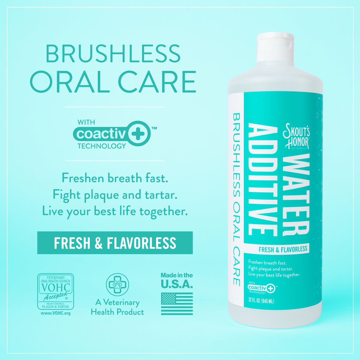 Skout's Honor Oral Care Water Additive: Fresh & Flavorless 32oz