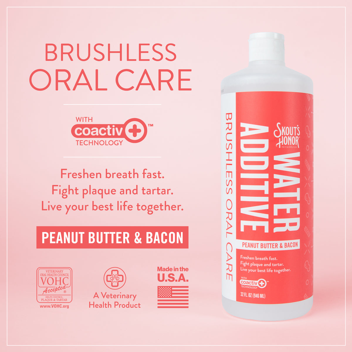 Skout's Honor Oral Care Water Additive: Peanut Butter & Bacon 32oz