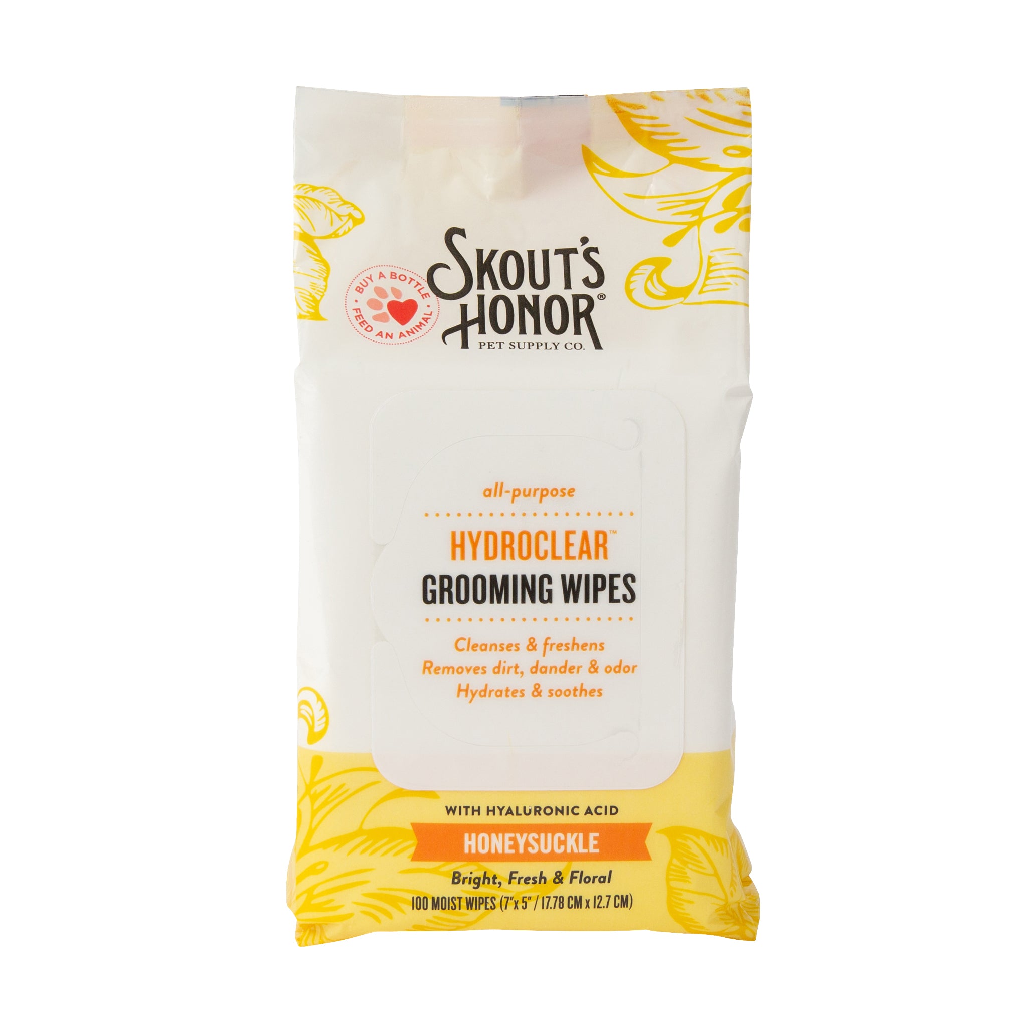 Skout's Honor HydroClear Grooming Wipes, Honeysuckle, 100ct