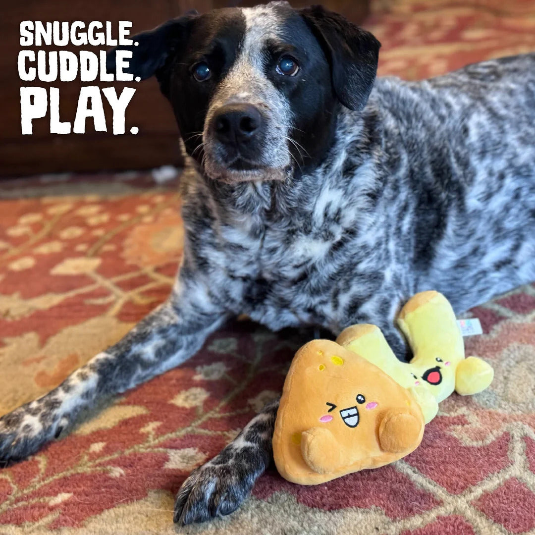 SnugArooz Mac and Cheese Plush Dog Toy 5" 2pk