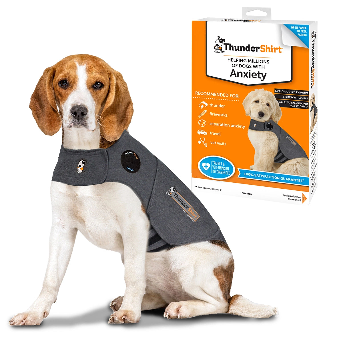 ThunderShirt For Dogs Medium Heather Grey Classic-Dog Anxiety Relief Calming Vest