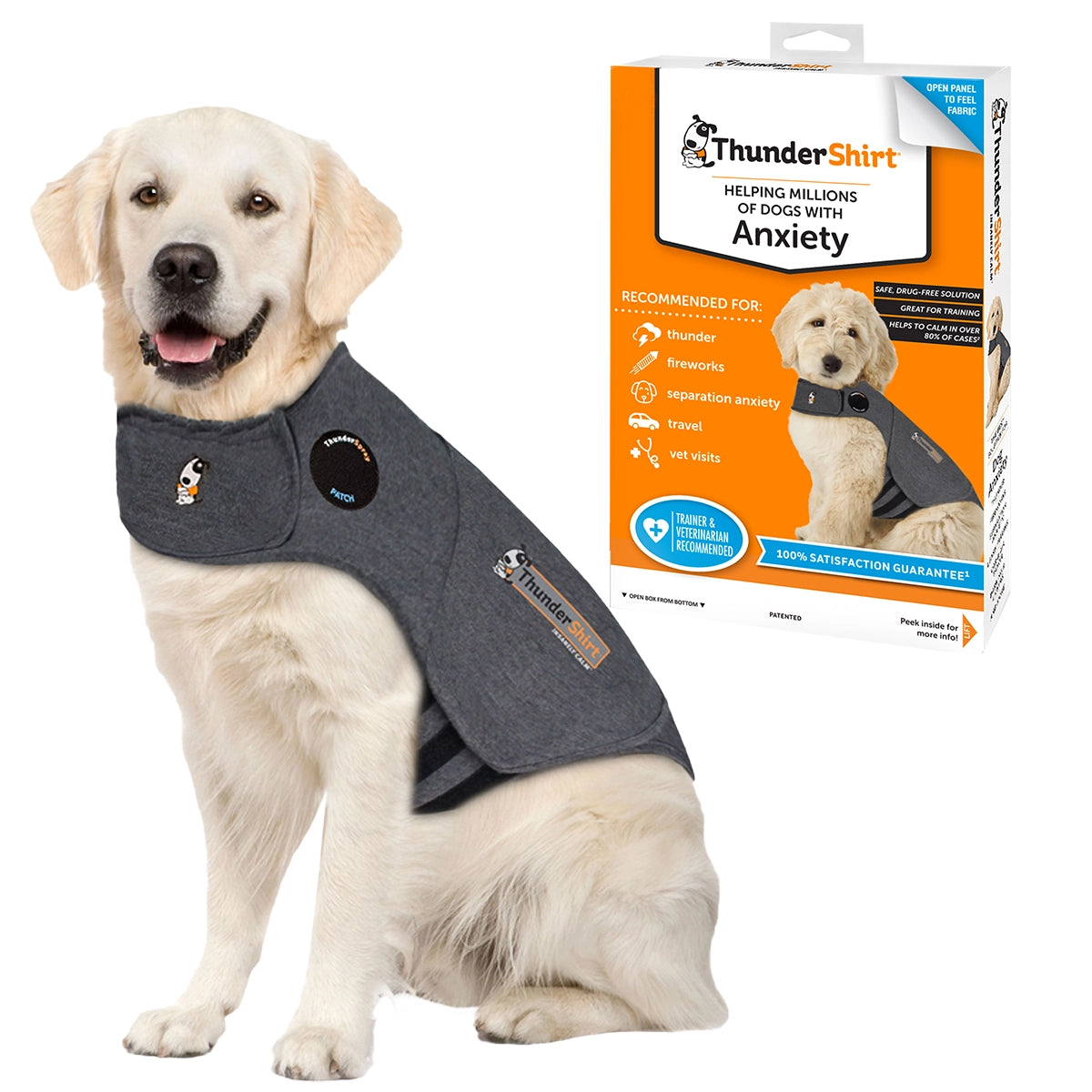 ThunderShirt For Dogs X Large Heather Grey Classic-Dog Anxiety Relief Calming Vest