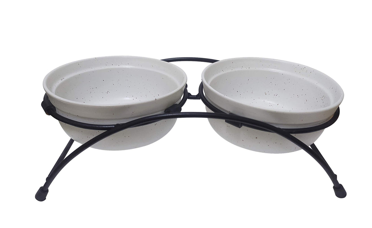 ThoozyPet Stoneware Pet Double Diner White 10 oz